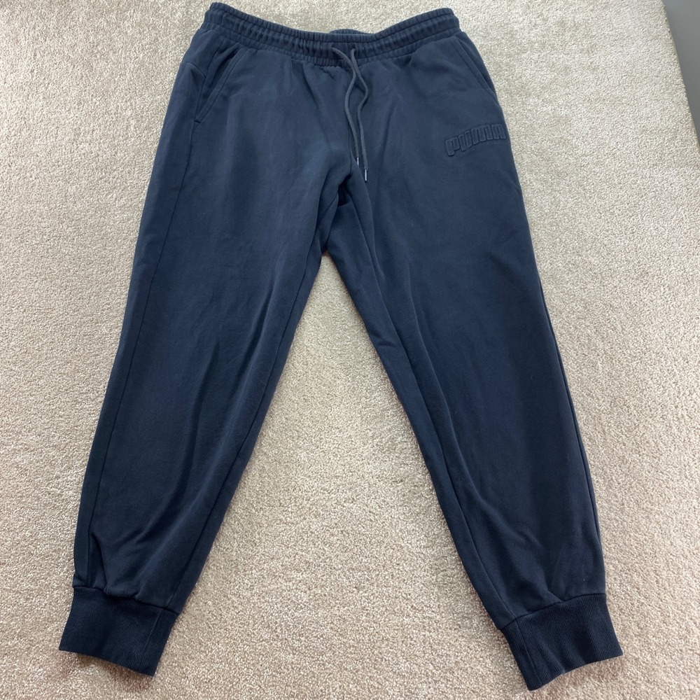 Puma Sweatpants Mens XL Jogger Black Elastic Waist Drawstring Logo